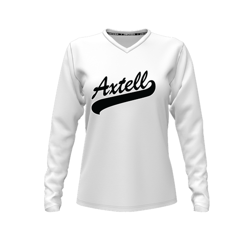 [CUS-DFW-TEES-PER-VNK-LSL-WHT-FYXS-LOGO1] Performance T-Shirt (Female Youth XS, White, V Neck, Logo 1, Long Sleeve)