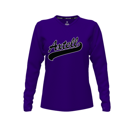 [FTLVPTPP-FYXS-LOGO1] Decker Performance T-Shirt (Female Youth XS, Purple, V Neck, Logo 1, Long Sleeve)